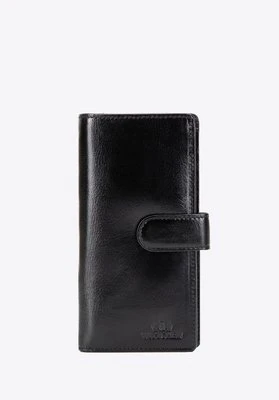 Damski portfel ze skóry naturalnej pionowy czarny Wittchen