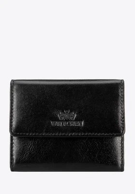 Damski portfel ze skóry naturalnej zapinany na zatrzask czarny Wittchen