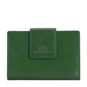 Damski portfel ze skóry z elegancką napą zielony Wittchen