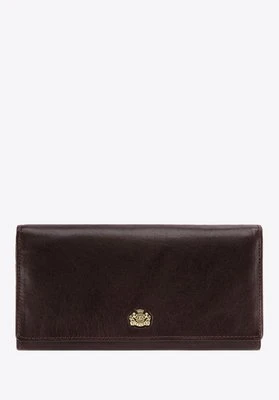 Damski portfel ze skóry z herbem duży brązowy Wittchen
