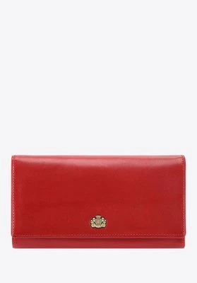 Damski portfel ze skóry z herbem duży czerwony Wittchen