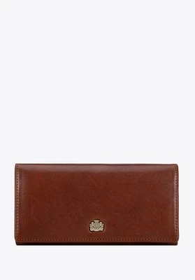 Damski portfel ze skóry z herbem duży jasny brąz Wittchen