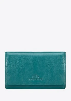 Damski portfel ze skóry z kieszenią na bigiel zielony Wittchen