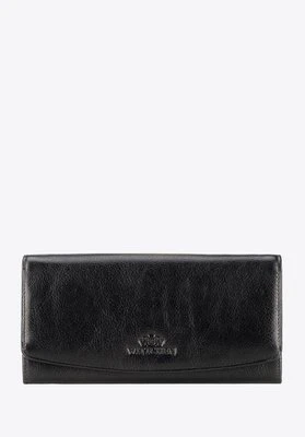 Damski portfel ze skóry z podwójnym zatrzaskiem czarny Wittchen