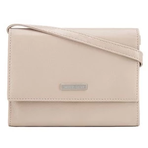 Damski portfelik crossbody ze skóry beżowy Wittchen