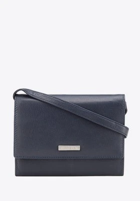 Damski portfelik crossbody ze skóry ciemny granat Wittchen