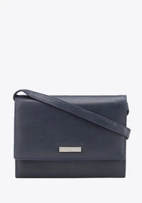 Damski portfelik crossbody ze skóry ciemny granat Wittchen