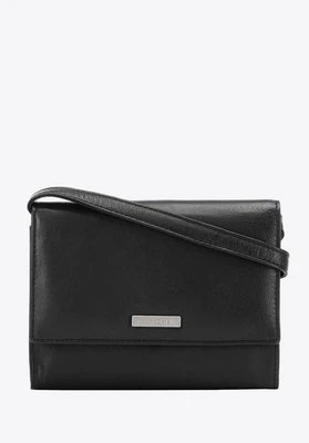 Damski portfelik crossbody ze skóry czarny Wittchen