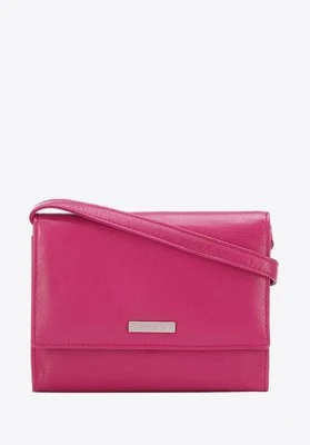 Damski portfelik crossbody ze skóry różowy Wittchen