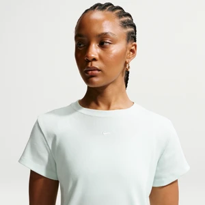 Damski przylegający T-shirt z prążkowanego materiału z krótkim rękawem Nike - Zieleń