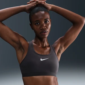 Damski regulowany stanik sportowy z miękkimi miseczkami Nike Swoosh High Support - Szary