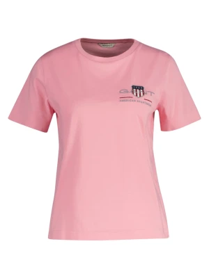 Damski różowy t-shirt o kroju regular fit GANT