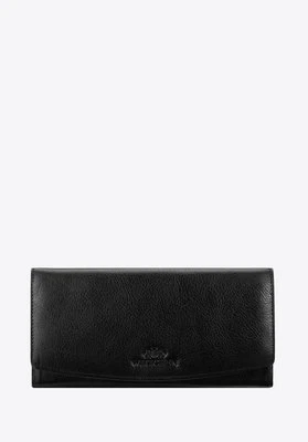 Damski skórzany portfel na zatrzask czarny Wittchen