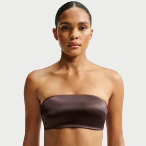 Damski stanik dwufunkcyjny w stylu bandeau NikeSKIMS Satin Shine - Brązowy