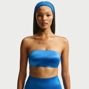 Damski stanik dwufunkcyjny w stylu bandeau NikeSKIMS Satin Shine - Niebieski