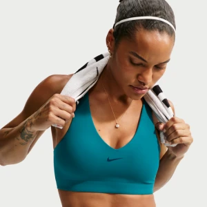 Damski stanik sportowy Nike Universa z wkładkami i średnim wsparciem - Niebieski