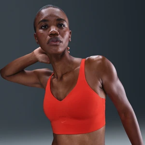 Damski stanik sportowy o wydłużonym kroju z wkładkami Nike Alate Medium Support - Czerwony