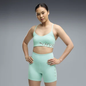 Damski stanik sportowy PUMA x HYROX Strappy PWRMODE, OdzieÅ¼, Zielony