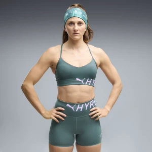 Damski stanik sportowy PUMA x HYROX Strappy PWRMODE, OdzieÅ¼, Zielony
