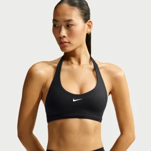 Damski stanik sportowy typu halter z wkładkami i średnim wsparciem Nike One - Czerń