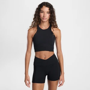 Damski stanik sportowy z lekką podszewką, wysokim dekoltem i lekkim wsparciem Nike One Twist - Czerń