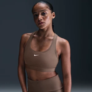 Damski stanik sportowy z miękkimi miseczkami Nike Swoosh Light Support - Brązowy