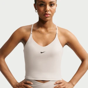 Damska koszulka bez rękawów ze stanikiem z regulacją i usztywnieniem zapewniającym lekkie wsparcie Nike Indy - Brązowy