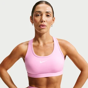 Damski stanik sportowy z wkładkami i średnim wsparciem Nike Swoosh - Różowy