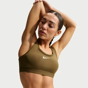 Damski stanik sportowy z wkładkami Nike Swoosh Medium Support - Brązowy