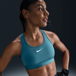 Damski stanik sportowy z wkładkami Nike Swoosh Medium Support - Niebieski
