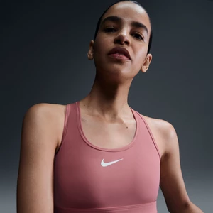 Damski stanik sportowy z wkładkami Nike Swoosh Medium Support - Różowy