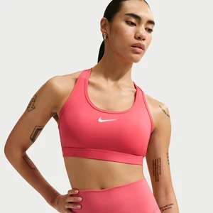 Damski stanik sportowy z wkładkami Nike Swoosh Medium Support - Różowy