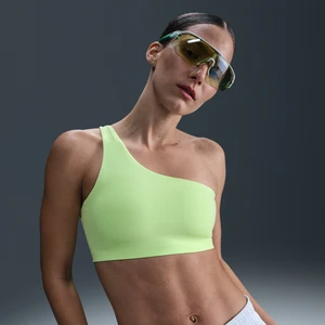 Damski stanik sportowy z wkładkami zapewniający lekkie wsparcie Nike Zenvy Asymmetrical - Żółty