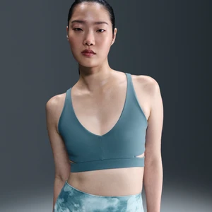 Zdjęcie produktu Damski stanik sportowy z wkładkami zapewniający lekkie wsparcie Nike Zenvy Rib - Niebieski
