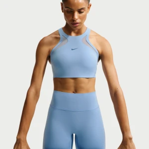 Damski stanik sportowy z siateczki zapewniający średnie wsparcie Nike Universa - Niebieski