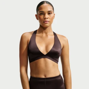 Damski stanik typu halter NikeSKIMS Satin Shine - Brązowy