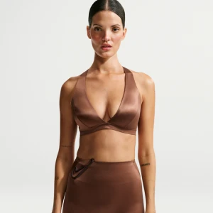 Damski stanik typu halter NikeSKIMS Satin Shine - Brązowy
