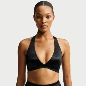 Damski stanik typu halter NikeSKIMS Satin Shine - Czerń