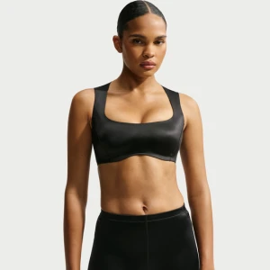 Damski stanik z otwartym, pogłębionym dekoltem NikeSKIMS Satin Shine - Czerń