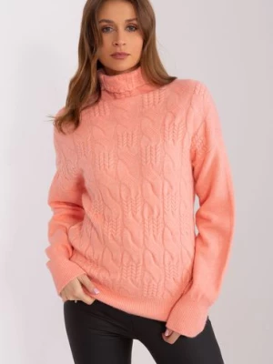 Damski sweter z golfem brzoskwiniowy
