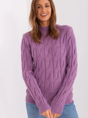 Damski sweter z warkoczami fioletowy