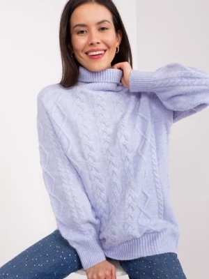 Damski sweter z warkoczami jasny fioletowy Wool Fashion Italia