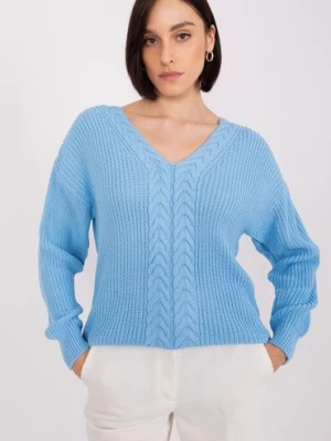 Damski sweter ze ściągaczami jasny niebieski BADU