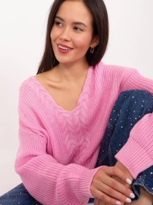Damski sweter ze ściągaczami różowy BADU