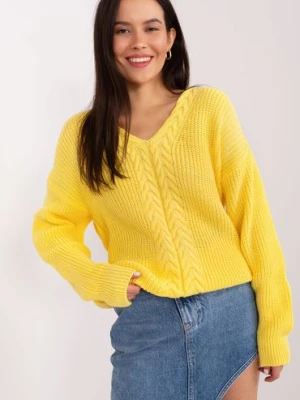 Damski sweter ze ściągaczami żółty BADU