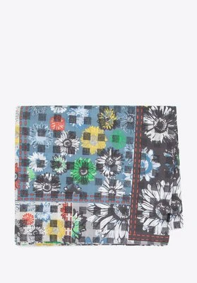 Damski szal bawełniany w kwiaty szaro-zielony Wittchen