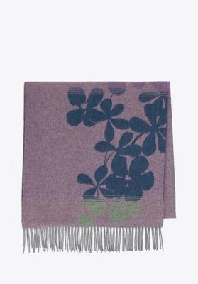 Damski szal w kwiatowy motyw fioletowo - granatowy Wittchen