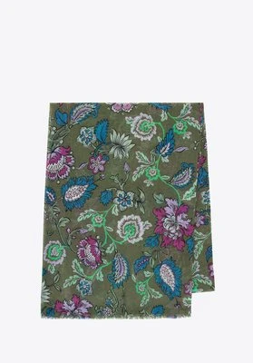 Damski szal w kwiatowy wzór zielono - niebieski Wittchen