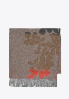 Damski szal w motyw kwiatowy brązowo - pomarańczowy Wittchen