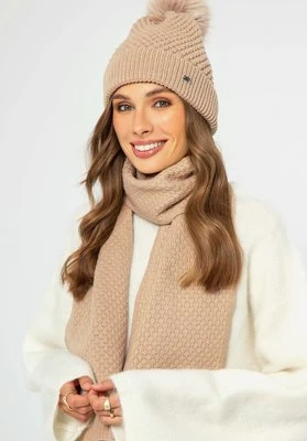 Damski szalik z geometrycznym wzorem beżowy Wittchen